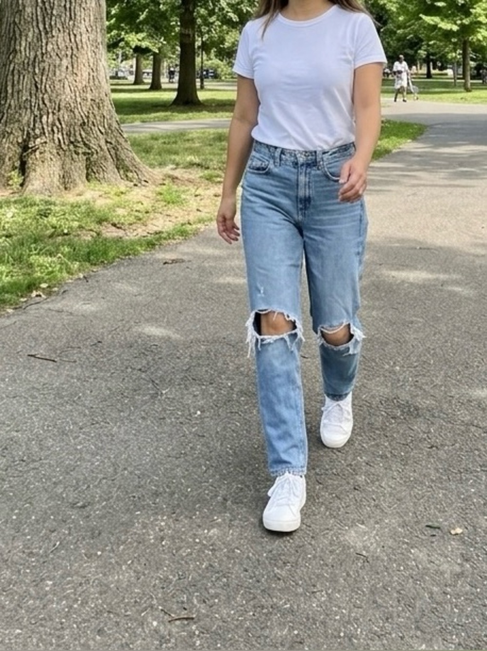 Garage Light Blue Distressed Boyfriend Jeans - Size 1, Waist 25)